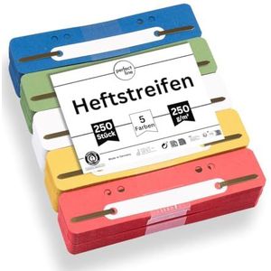 perfect line 250 recycling-snelhechters gekleurd, hechtstrips van natuurlijk karton in 5 kleuren, strips van 250 g, snelhechters van karton, voor het scheiden & sorteren van documenten op kantoor