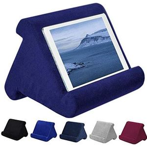Multi-hoek tabletstandaard Zachte leeskussenhouder voor iPads Tablets eReaders Smartphones Boeken Tijdschriftenstandaard, blauw