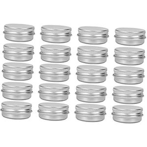 Aluminium blikken, 20 stuks aluminium cosmetische potten met schroefdraad, 60 g, stevige deksels for crèmes, zalven, thee, lekvrije en draagbare opslagcontainers(6.8x6.8cm)