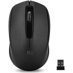 Rii Draadloze Muis 1000 DPI voor PC, Laptop, Windows, Office Inbegrepen Draadloze USB-dongle (zwart)
