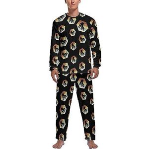Retro jaren 70 rolschaatsen zachte heren pyjama set comfortabele loungewear top en broek met lange mouwen geschenken XL