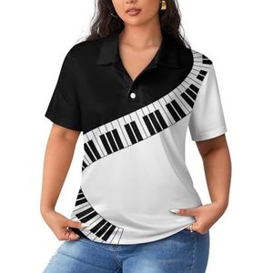 Yin Yang Piano Keys dames poloshirts met korte mouwen casual T-shirts met kraag golfshirts sport blouses tops 3XL