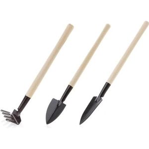 Garden shovel， Tuingereedschap verplanten 3 stks/set tuingereedschap houten handvat roestvrij staal potplanten schep hark spade for bloemen potplanten zaadverspreiders for tuinen (kleur: wit, maat: wi