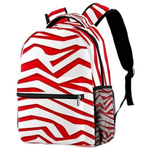 Lichtgewicht rugzak klassieke casual dagrugzak rode en witte zebra print achtergrond