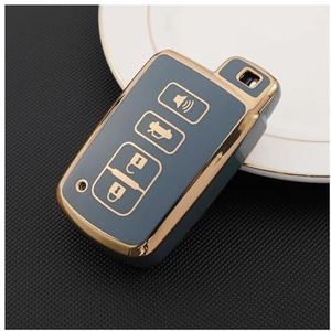 TPU Autosleutelhoes Tas Houder Shell Voor Toyota Voor Camry RAV4 Voor Avalon Voor Auris 2 3 4 Knoppen Sleutelloze Houder Beschermer Autosleutelhoesje(C - Grey)