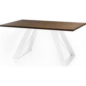 WFL GROUP Eettafel Colter wit in moderne stijl, rechthoekige tafel, uittrekbaar van 160 cm tot 260 cm, gepoedercoate witte metalen poten, 160 x 90 cm (eiken Lefkas, 140 x 80 cm)