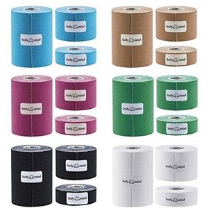 2,5 cm / 5 cm / 10 cm brede kinesiologietape 5 m, antiallergeen en waterdicht, elastische huidvriendelijke kinesitape, sporttape-verband voor sport, vrije tijd, fysiotherapie (Blauw, 2,5)