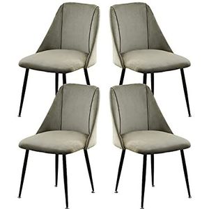 GEIRONV 51 × 49 × 78 cm fluwelen zitting en rugleuningen make-up stoel, keuken slaapkamer lounge stoel zwart metalen benen eetkamer set van 4 Eetstoelen (Color : Gris, Size : Black legs)