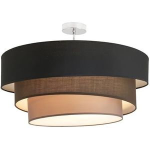 Lindby plafondlamp 'Melia' (modern) in Zwart uit textiel/stof zijde o.a. voor woon-/ eetkamer - met stoffen kap, plafondverlichting