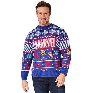 Marvel Kersttrui voor heren, Avengers Christmas Jumper voor heren, officieel cadeau-idee Geek (Blaw, M)