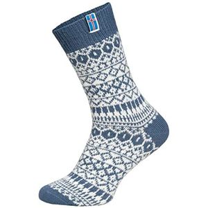 HomeOfSocks Island Vlagsokken voor dames en heren, knuffelsokken van wol, dikke sokken met 60% wolaandeel en IJslandse vlag, duurzaam en duurzaam verpakt, made in Portugal, blauw, 39-42 EU