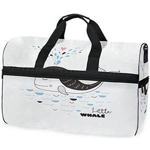 Baby Walvis Wave Oceaan Sport Zwemmen Gymtas met Schoenen Compartiment Weekender Duffel Reistassen Handtas voor Vrouwen Meisjes Mannen