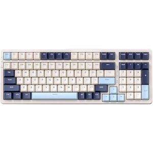 QPSJXN K8 Draadloos mechanisch toetsenbord, Hot Swappable Bluetooth 2.4G-kabel, bedrade lineaire rode switch, PS4, pc, Windows Gamer, Blueberry