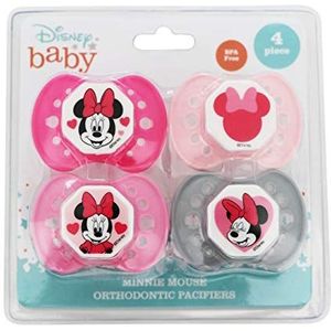 Cudlie Disney Minnie Mouse Baby Girl 4 Pack of Pacifier, Blushing Minnie