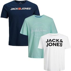 JACK & JONES Heren T-shirt 3-pack ronde hals Jam14 Tee Shirt S, M, L, XL, XXL, Pakket van 3 grote maten # 98, 8XL