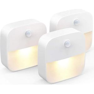 ZISONIX Led-nachtlampje, wandlamp met bewegingsmelder, zelfklevend, wandnachtlampje voor badkamer, slaapkamer, hal, warmwit