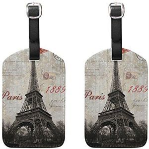 Aumimi Vintage Eiffeltoren reisbagagelabels koffer etiketten Pack van 2