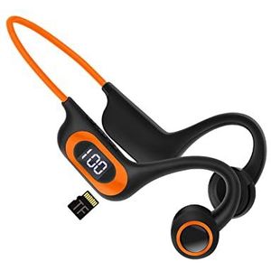 COMBLU Beengeleiding Bluetooth Hoofdtelefoon, Air Open Oor met Microfoon, Sport Oortelefoon Power Display TF-kaartsleuf Zweetbestendig voor, Hardlopen, Fietsen, Rijden (Oranje)