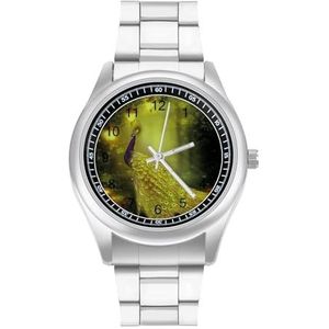 Retro Gouden Pauw Mode Horloge Business Jurk Quartz Rvs Polshorloge Armband Horloges