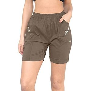 AR Paris Fashions® Dames Cherry Berry Shorts - Vrouwen Effen 1/2 Lengte Stretch Fit Pull On Elastische Taille Zomer Hot Pants Korte Plus Size 10-20, Mokka, 46