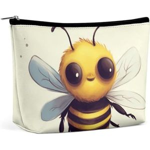 LYHVSFZQ Make-uptas, opvouwbare make-uptas, schattige bij bedrukte make-up-organizer, make-uptas voor reizen en dagelijks leven, stijl, één maat, make-uptas, Stijl, Eén maat, Make-up Tas