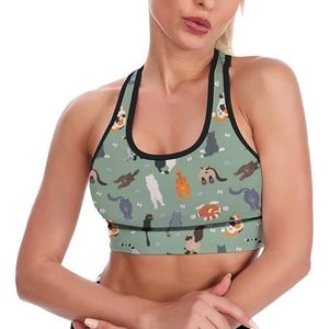 Kleuren Katten Butts Ademend Sport Bras Voor Vrouwen Draadloze Workout Yoga Vest Ondergoed Racerback Crop Tank Top M