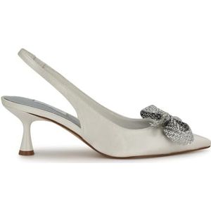 Nine West Rills pomp voor dames, Wit Satijn 140, 35 EU