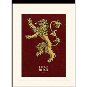 1art1 Game Of Thrones Poster House Lannister, Crest, Hear Me Roar Ingelijste Foto Met Passepartout | Muur Foto's | In Een Fotolijstje 40x30 cm