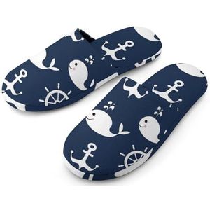 Anker & Walvis Wielen Dames Katoenen Slippers Indoor Home Slippers Wasbare Slippers voor Vrouwen