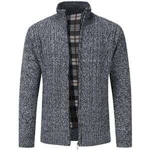 Sliktaa Gebreid vest voor heren, festival, cardigan, warm, klederdrachtjas, mode, eenvoudige trui, lange mouwen, sweatjack, ritssluiting, donkergrijs, XL