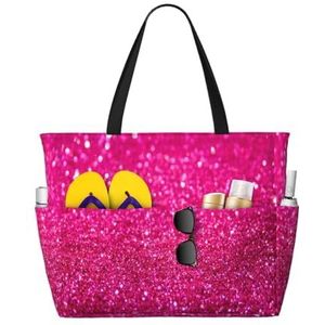 HDTVTV Roze glitter, grote strandtas schoudertas voor dames - draagtas handtas met handgrepen, zoals afgebeeld, Eén maat