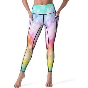 Geschilderde regenboog dames yogabroek hoge taille legging buikcontrole workout running leggings XL