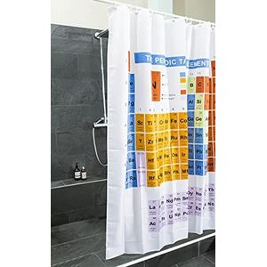 Douchegordijn Badgordijn; Waterdicht, Wasbaar Anti-Mould 100% Polyester Badgordijn voor Badkuip & Douchebak (Periodiek systeem)