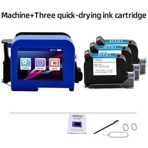 Draagbare inkjetprinter, Mini draagbare printer, batch label inkjet printen, 2D-code barcode patroon printen, sneldrogende kleurvervaging gemakkelijk(Printer-3 black ink)