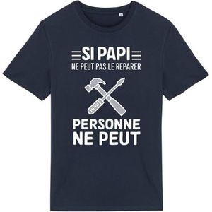 T-shirt Si Papi kan het niet repareren - voor heren - Bedrukt in Frankrijk - 100% biologisch katoen - Origineel grappig verjaardagscadeau opa, Marineblauw, M
