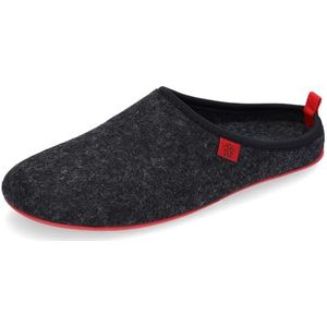 Andrés Machado - Sloffen Jongens/Meisjes - DYNAMIC - unisex pantoffels - wol en vilt/uitneembare binnenzool - Zwart/rood, EU 42