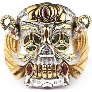 Gerrit Expendables Lucky Ring Koper Stallone Skull Rings Gothic Vintage Juweliers Biker Cocktail Party Loop Halloween Cadeaus for mannen (Color : 925 Silver, Size : 7)