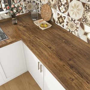 Yullpaper Houteffect Plastic Rol met Kleverige Achterkant Bruin Behang Peel en Stick Werkblad Vinyl Bekleding Wasbaar Keuken Behang Vintage Hout Zelfklevend Contact Papier voor Meubelomslag 40 CM X