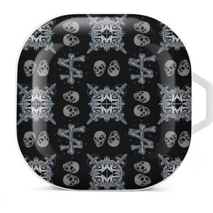 Roses Frame Skull And Bones Cross Earbuds Case Compatibel met Samsung Hard Shell Beschermhoes Wit-Stijl