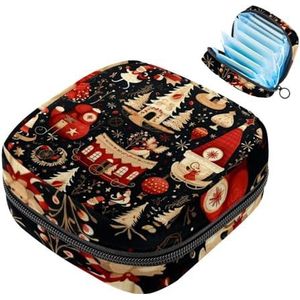 MUOOUM Merry Christmas Patroon Maandverband Opbergtas Draagbare Menstruatie Tas Voor Vrouwen Tiener Meisjes Menstruatie Cup Pouch Nursing Pad Houder