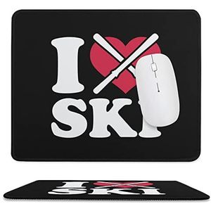 I Love Skiër muismat antislip muismat rubberen basis muismat voor kantoor laptop thuis 9,8 x 11,8 inch