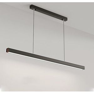 TONFON Lineaire verlichting Metalen hanglamp Moderne eenvoudige lange strip kroonluchter LED restaurant entree hanglamp for keuken eiland woonkamer slaapkamer nachtkastje eetkamer gang(6000k,120cm)