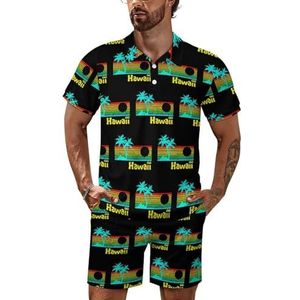Jaren 80 Retro Vintage Hawaii Poloshirt Set Korte Mouw Trainingspak Set Casual Strand Shirts Shorts Outfit XL