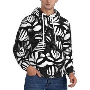 OAZCVBNN De zwarte Witte Gestreepte Unisex-Maniercapuchon van de Bloemenprint Trui Casual Wear voor Openluchtactiviteiten, Zwart, XS