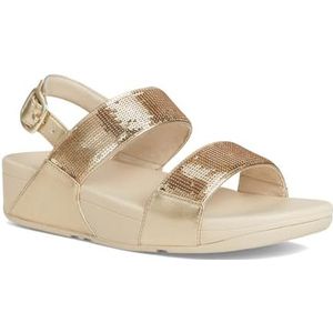 FitFlop Women's Lulu Sequin Back-Strap Sandals Wedge, Platino, 8