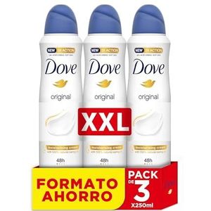Dove 48h Original alcoholvrije deodorant voor dames, met 100% natuurlijke voedingsolie en 1/4 vochtinbrengende crème, 3 stuks (3 x 250 ml)