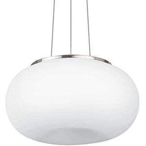 EGLO Hanglamp Optica, 2 lampen hanglamp van staal, kleur: mat nikkel, glas: opaal mat wit, fitting: E27, DELONGHI: 44,5 cm