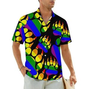Gay Bear Pride Paw herenoverhemden met korte mouwen, strandshirt, Hawaïaans shirt, casual zomershirt, L