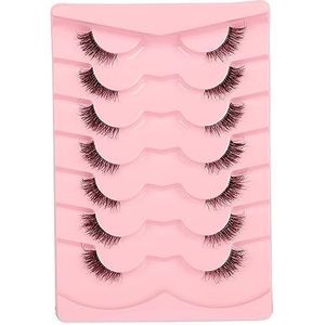 Natuurlijke Cat Eye Half Wimpers Pluizige Clear Band 3D Faux Mink Wimpers Pack Zachte Strips Nep 7 Paren [Bewolkt | 4-10MM, ]