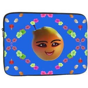 Smiley gele peer laptoptas, duurzame schokbestendige hoes, draagbare draagbare laptoptas voor 15 inch laptop.